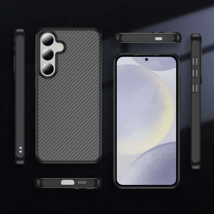 Funda de TPU acrílico con textura de fibra de carbono y tacto suave para Samsung Galaxy S24+ 5G (negra)