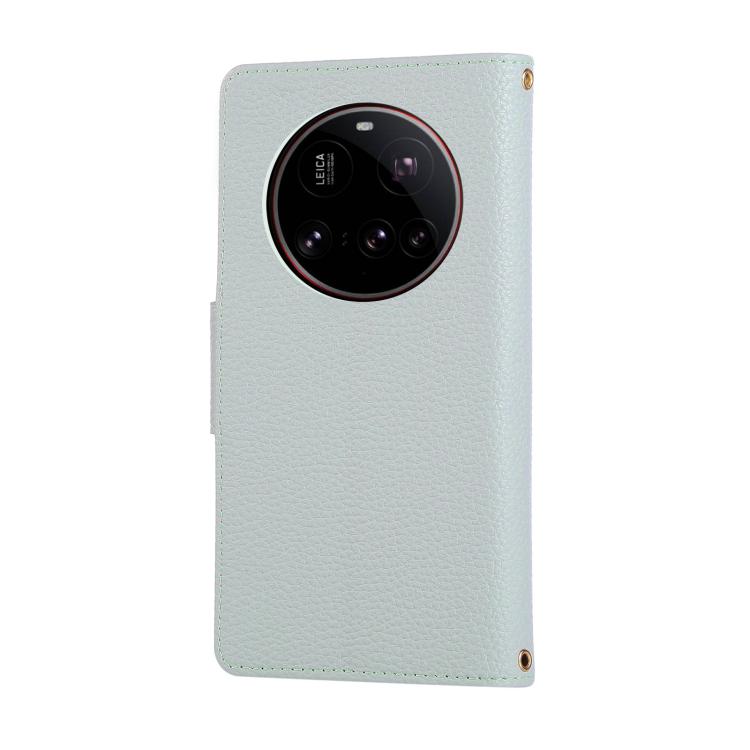 Funda de cuero con hebilla redonda y cremallera para Xiaomi 15 Ultra, con correa cruzada (azul cielo)