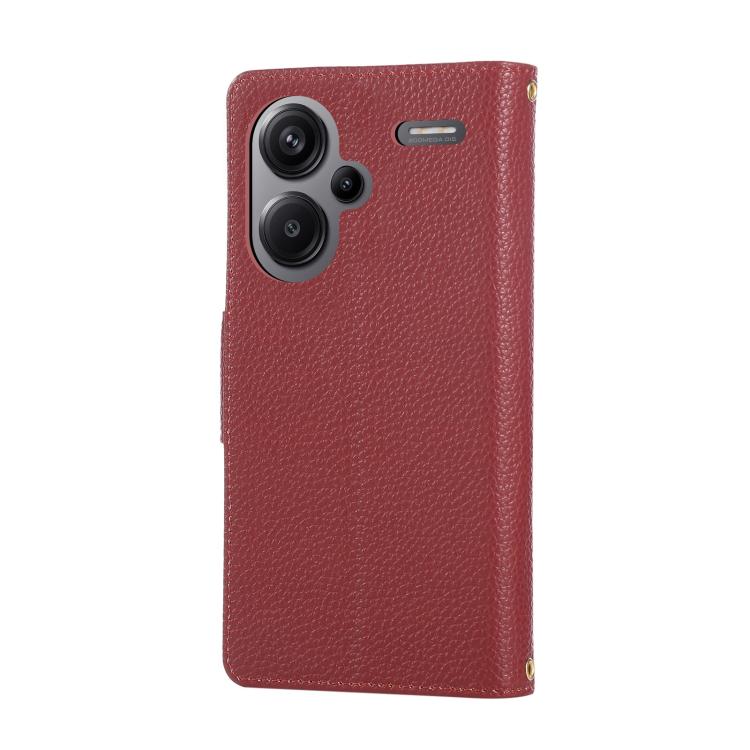 Funda de cuero con hebilla redonda y cremallera para Redmi Note 13 Pro+, con correa cruzada (roja)