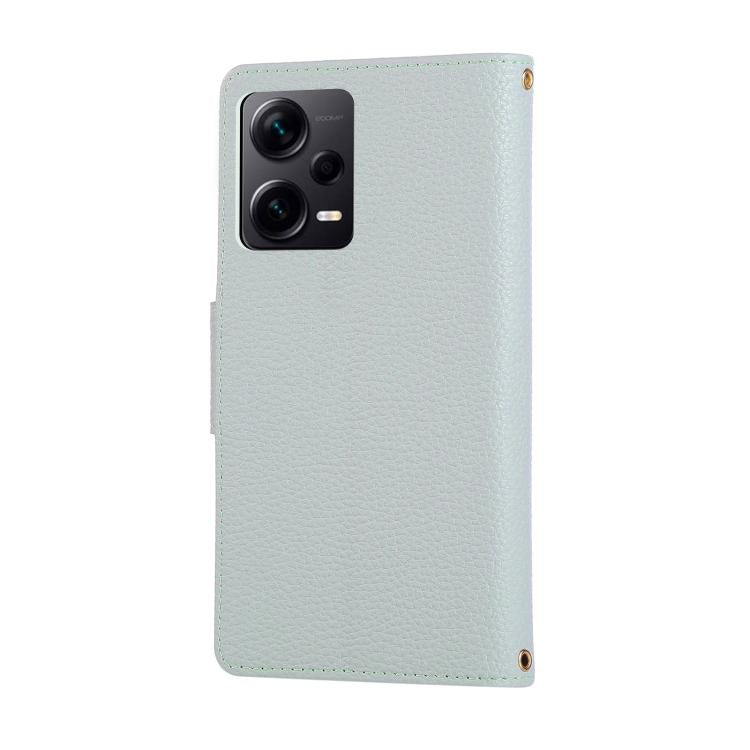 Funda de cuero con hebilla redonda y cremallera para Redmi Note 12 Pro 5G, con correa cruzada (azul cielo)