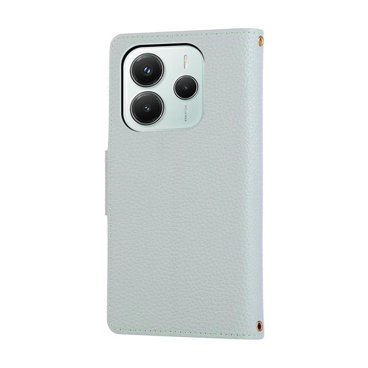 Funda de cuero con hebilla redonda y cremallera para Redmi Note 14 5G, con correa cruzada (azul cielo)
