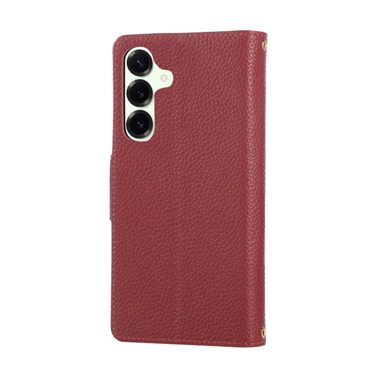 Funda de cuero tipo billetera con hebilla redonda y cremallera para Samsung Galaxy A16 4G / 5G / A26 5G (rojo)
