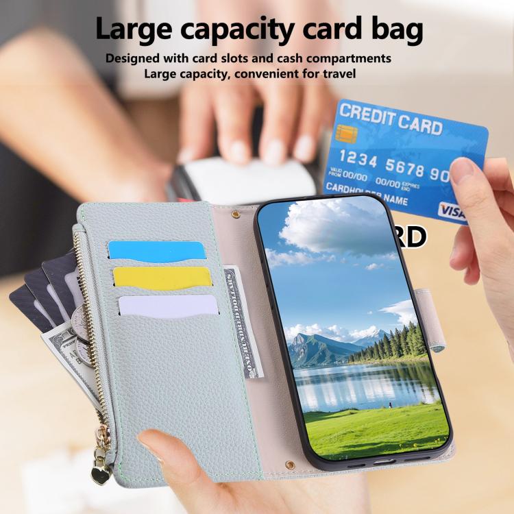 Funda de cuero tipo billetera con hebilla redonda y cremallera para Samsung Galaxy A22 4G con correa cruzada (azul cielo)