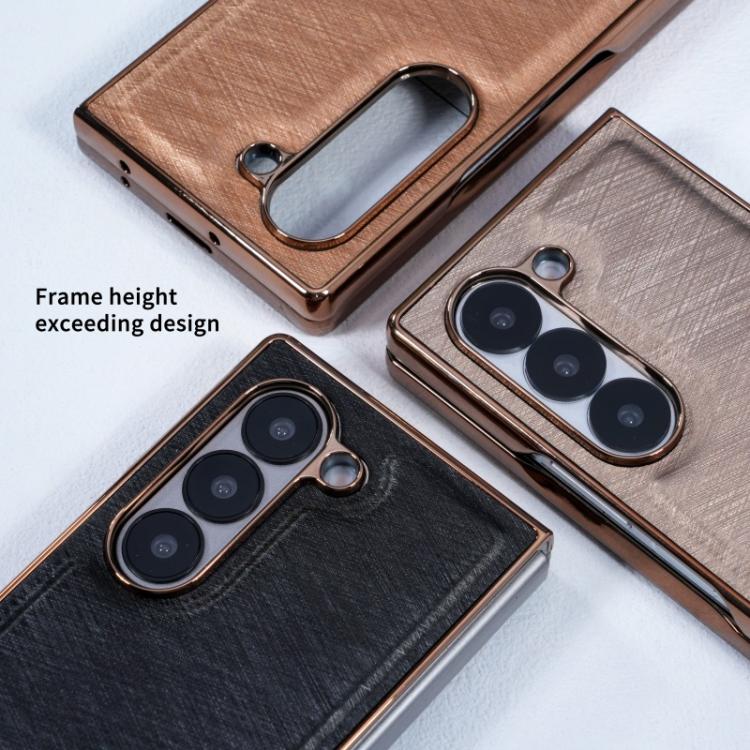 Funda de franela con textura de fibra de bambú y película templada para Samsung Galaxy Z Fold4 (azul)