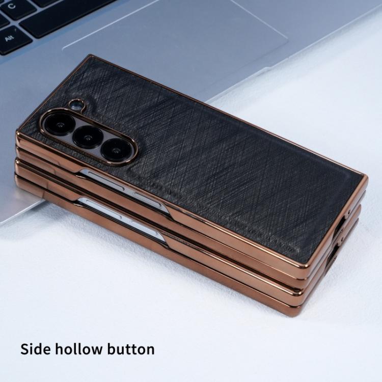 Funda de franela con textura de fibra de bambú y película templada para Samsung Galaxy Z Fold4 (azul)