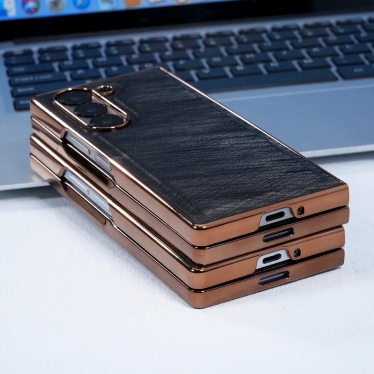 Funda de franela con textura de fibra de bambú y película templada para Samsung Galaxy Z Fold4 (azul)