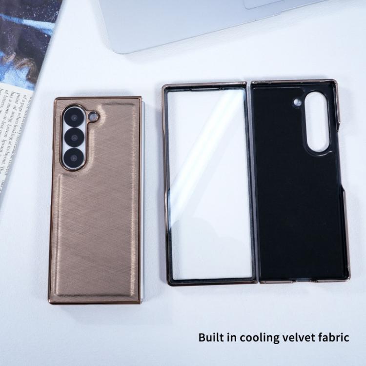 Funda de franela con textura de fibra de bambú y película templada para Samsung Galaxy Z Fold4 (azul)