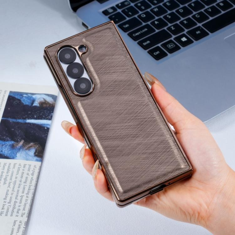 Funda de franela con textura de fibra de bambú y película templada para Samsung Galaxy Z Fold4 (azul)