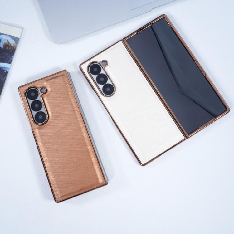 Funda de franela con textura de fibra de bambú y película templada para Samsung Galaxy Z Fold3 5G (gris plateado)