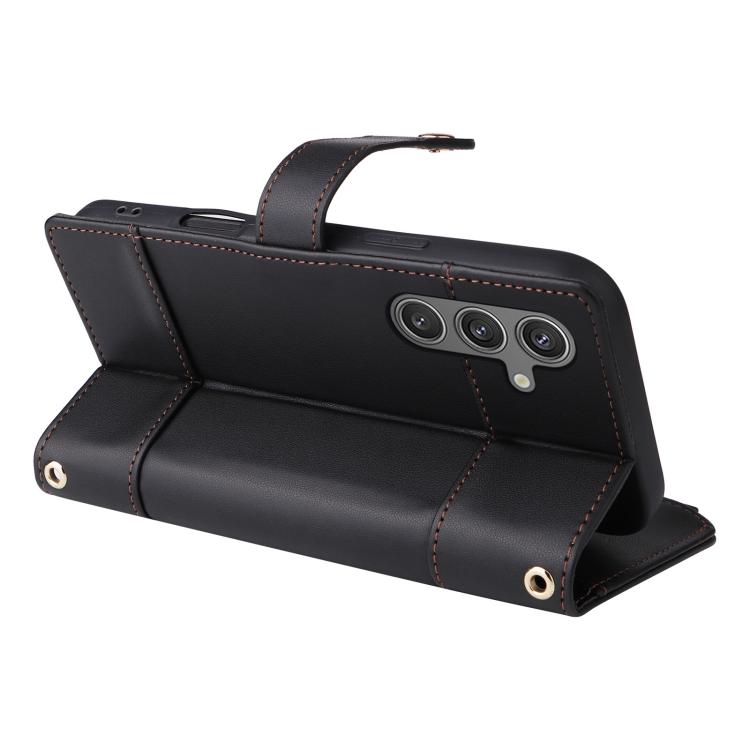 Funda de cuero con cremallera y bloqueo RFID para Samsung Galaxy S24/S25 5G (negro)
