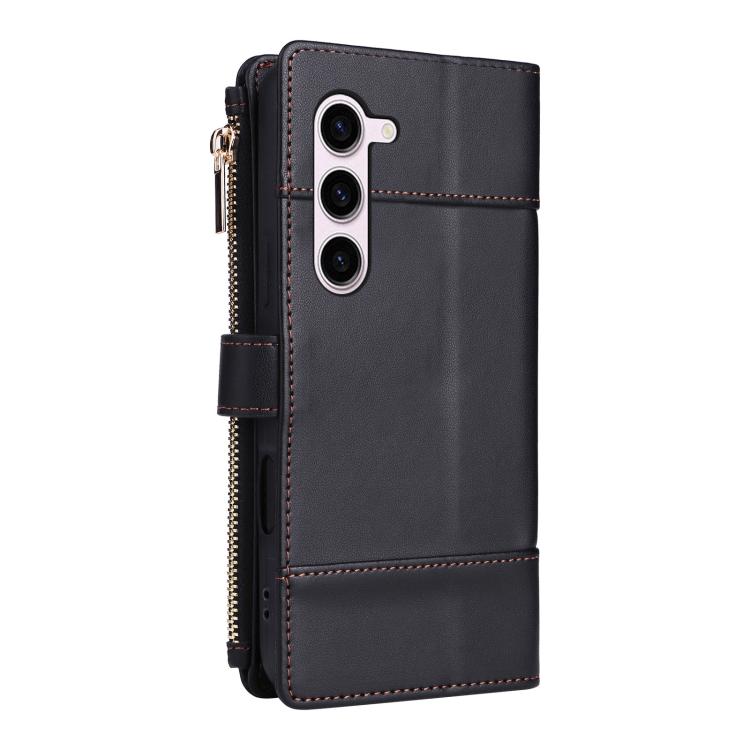Funda de cuero con cremallera y bloqueo RFID para Samsung Galaxy S23 5G (negro)