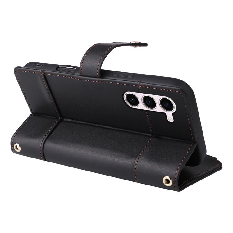 Funda de cuero con cremallera y bloqueo RFID para Samsung Galaxy S23 5G (negro)