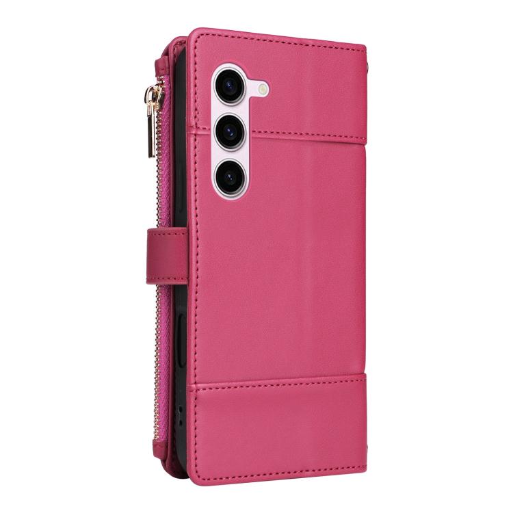 Funda de cuero tipo cartera con cremallera y bloqueo RFID para Samsung Galaxy S23 5G (roja)