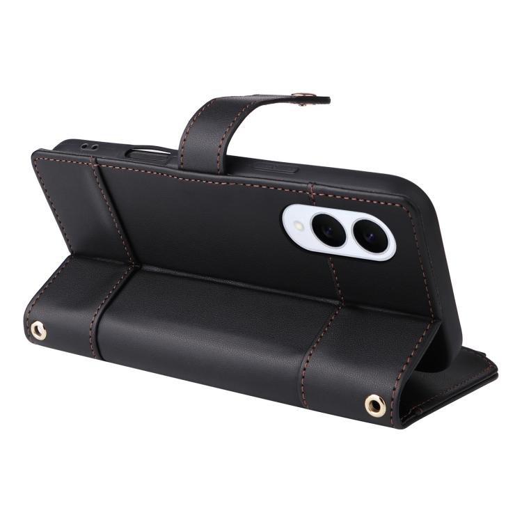Funda de cuero tipo cartera con cremallera y bloqueo RFID para Samsung Galaxy S25 Edge 5G (negro)