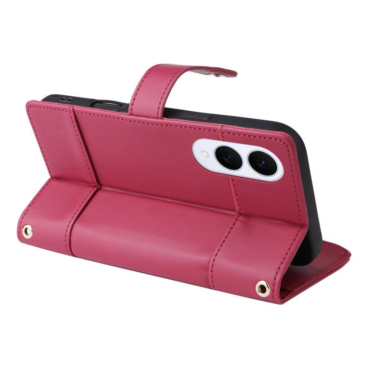 Funda de cuero tipo cartera con cremallera y bloqueo RFID para Samsung Galaxy S25 Edge 5G (roja)
