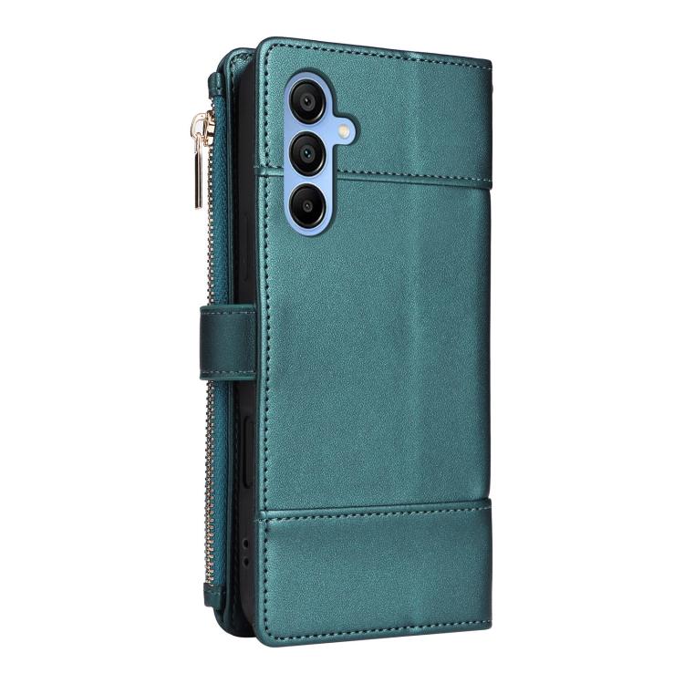 Funda de cuero tipo cartera con cremallera y bloqueo RFID para Samsung Galaxy A16/26 (verde)