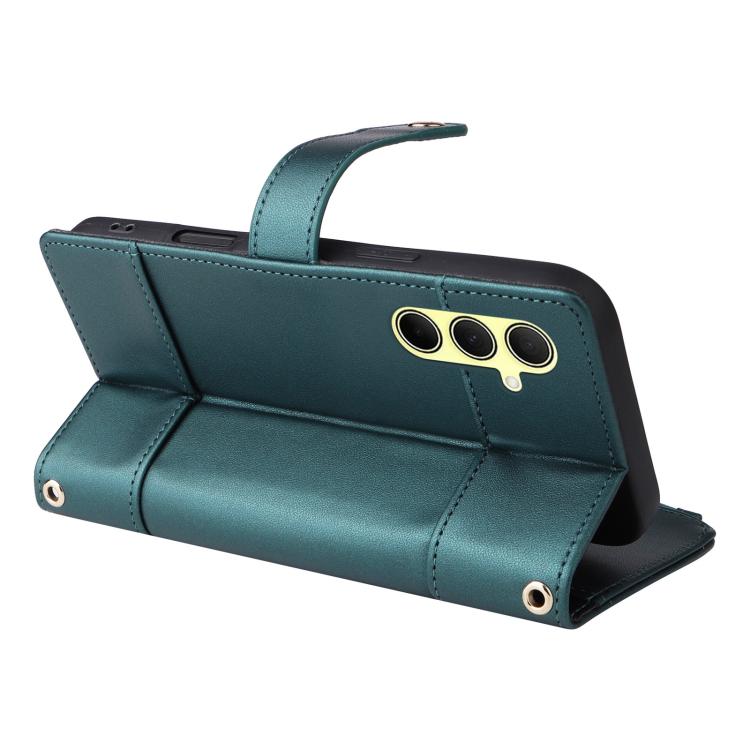 Funda de cuero tipo cartera con cremallera y bloqueo RFID para Samsung Galaxy A35 5G (verde)
