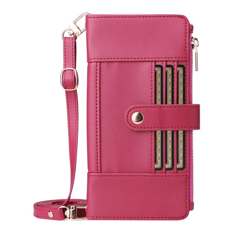 Funda de cuero tipo cartera con cremallera y bloqueo RFID para Samsung Galaxy A35 5G (roja)