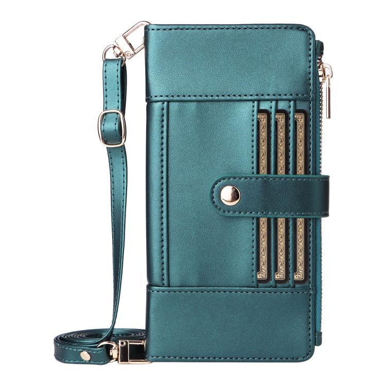 Funda de cuero tipo cartera con cremallera y bloqueo RFID para Samsung Galaxy A36 5G (verde)