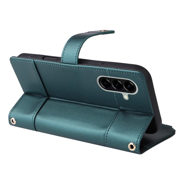 Funda de cuero tipo cartera con cremallera y bloqueo RFID para Samsung Galaxy A36 5G (verde)