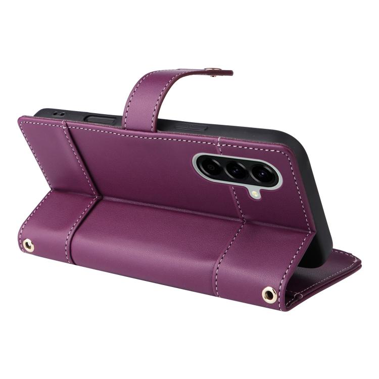 Funda de cuero tipo cartera con cremallera y bloqueo RFID para Samsung Galaxy A36 5G (morado)