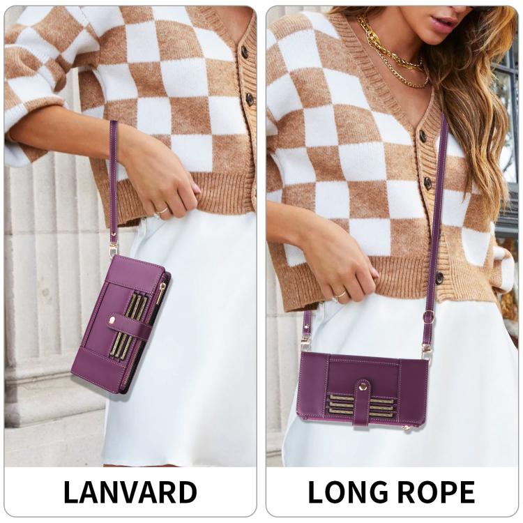 Funda de cuero tipo cartera con cremallera y bloqueo RFID para Samsung Galaxy A36 5G (morado)