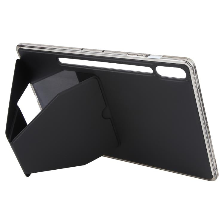 Funda plegable con soporte magnético y parte trasera de cuero acrílico para Samsung Galaxy Tab S10+/S9+ (negra)
