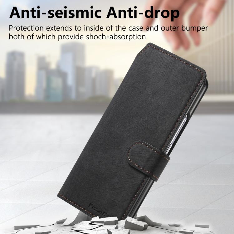 Funda Neo MagSafe RFID antirrobo de cuero retro para Samsung Galaxy Z Fold7 5G (negra)