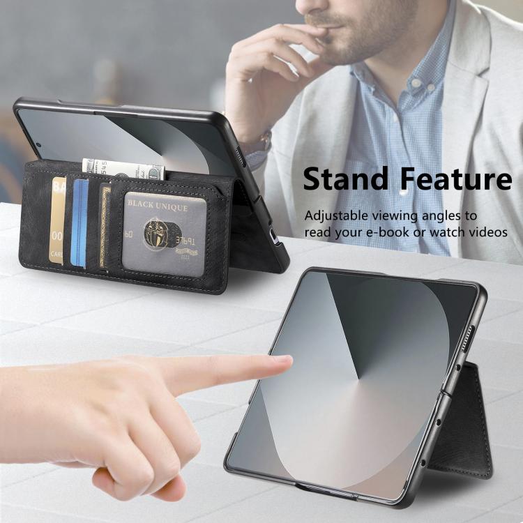Funda Neo MagSafe RFID antirrobo de cuero retro para Samsung Galaxy Z Fold7 5G (negra)