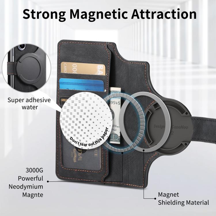 Funda Neo MagSafe RFID antirrobo de cuero retro para Samsung Galaxy Z Fold7 5G (negra)