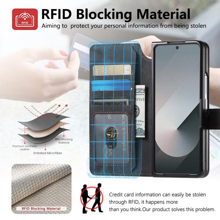 Funda Neo MagSafe RFID antirrobo de cuero retro para Samsung Galaxy Z Fold7 5G (negra)