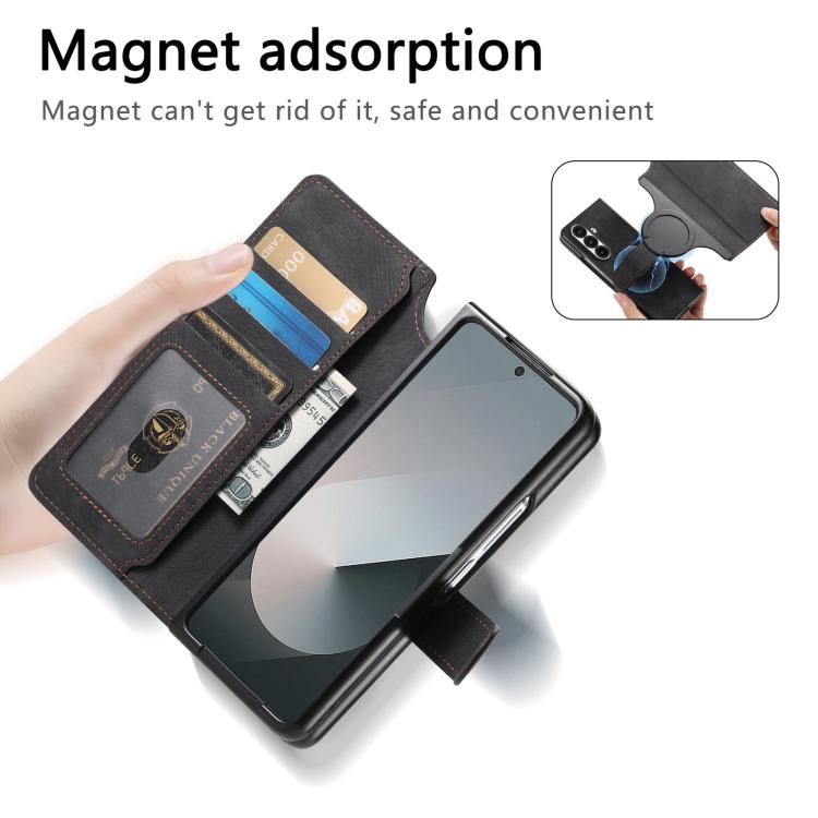 Funda Neo MagSafe RFID antirrobo de cuero retro para Samsung Galaxy Z Fold7 5G (negra)