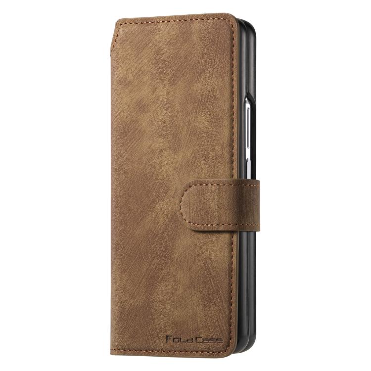 Funda de cuero retro antirrobo con tecnología Neo MagSafe RFID para Samsung Galaxy Z Fold7 5G (marrón)