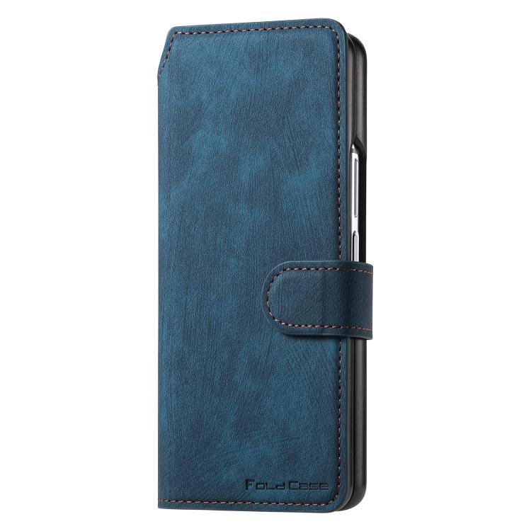 Funda Neo MagSafe RFID antirrobo de cuero retro para Samsung Galaxy Z Fold7 5G (azul)