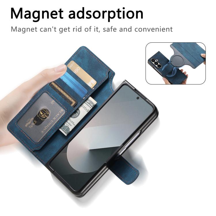Funda Neo MagSafe RFID antirrobo de cuero retro para Samsung Galaxy Z Fold7 5G (azul)