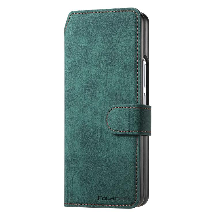 Funda Neo MagSafe RFID antirrobo de cuero retro para Samsung Galaxy Z Fold7 5G (verde)