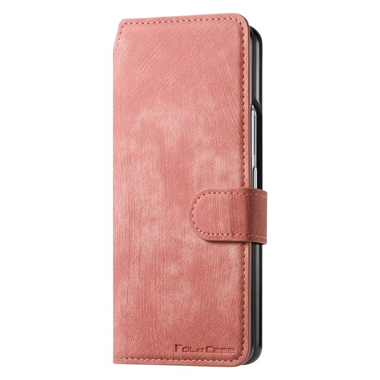 Funda Neo MagSafe RFID antirrobo de cuero retro para Samsung Galaxy Z Fold7 5G (rosa)