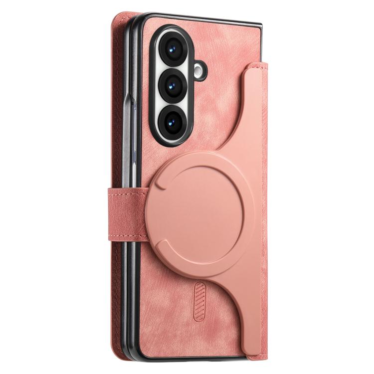 Funda Neo MagSafe RFID antirrobo de cuero retro para Samsung Galaxy Z Fold7 5G (rosa)