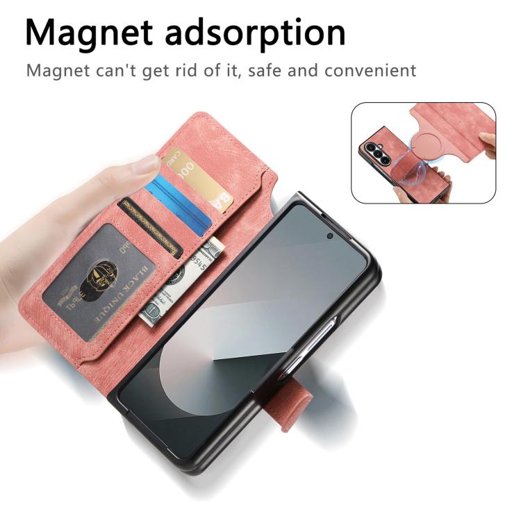Funda Neo MagSafe RFID antirrobo de cuero retro para Samsung Galaxy Z Fold7 5G (rosa)