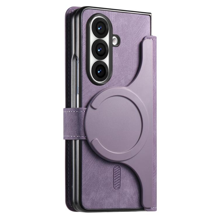 Funda de cuero retro antirrobo con tecnología RFID y MagSafe para Samsung Galaxy Z Fold7 5G (morada)
