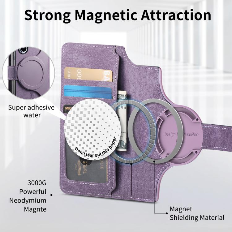 Funda de cuero retro antirrobo con tecnología RFID y MagSafe para Samsung Galaxy Z Fold7 5G (morada)