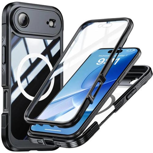 Funda resistente magnética MagSafe para iPhone 17 Air Life, resistente al agua (negra)