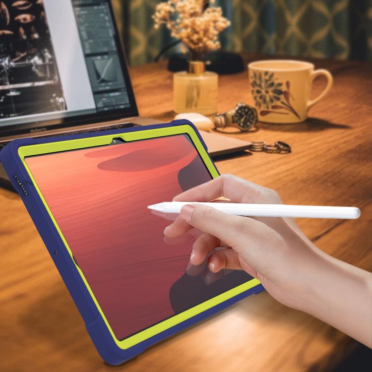 Funda híbrida de silicona a prueba de golpes para Samsung Galaxy Tab S10 FE+ con soporte (amarillo, verde, azul marino)