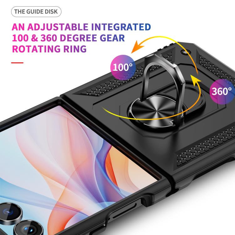 Funda de TPU + PC a prueba de golpes con soporte para Samsung Galaxy Z Flip7 5G (negra)