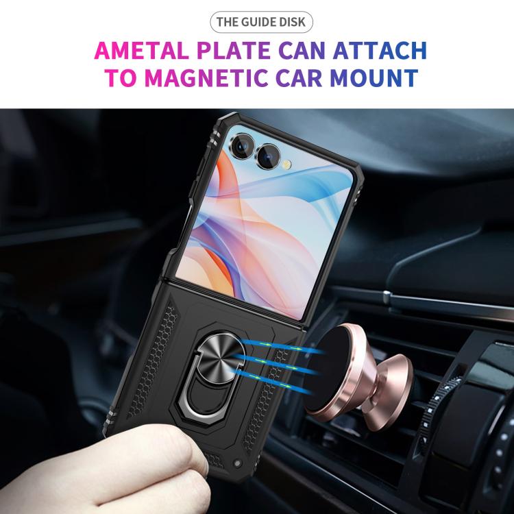 Funda de TPU + PC a prueba de golpes con soporte para Samsung Galaxy Z Flip7 5G (negra)