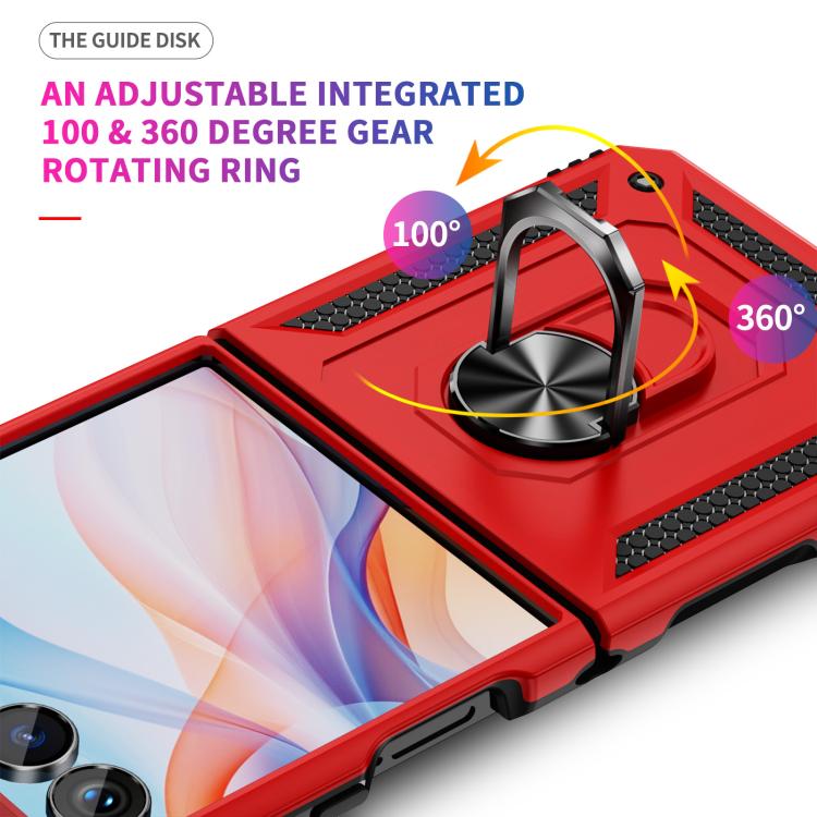 Funda de TPU + PC a prueba de golpes con soporte para Samsung Galaxy Z Flip7 5G (roja)