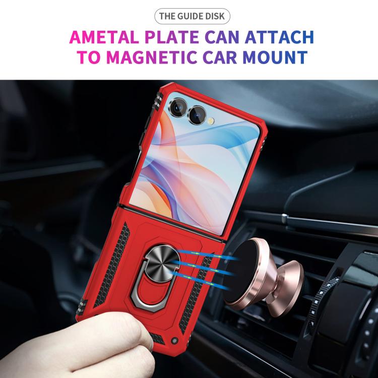 Funda de TPU + PC a prueba de golpes con soporte para Samsung Galaxy Z Flip7 5G (roja)