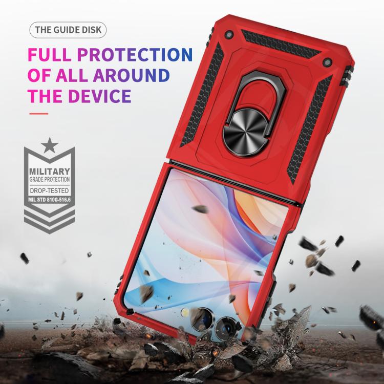 Funda de TPU + PC a prueba de golpes con soporte para Samsung Galaxy Z Flip7 5G (roja)