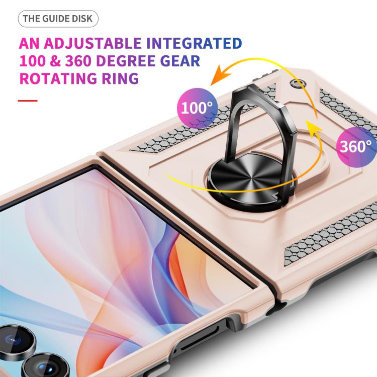 Funda de TPU + PC a prueba de golpes con soporte para Samsung Galaxy Z Flip7 5G (dorada)