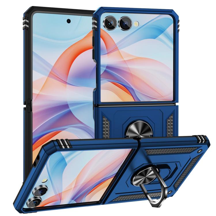 Funda de TPU + PC a prueba de golpes con soporte para Samsung Galaxy Z Flip7 5G (azul)